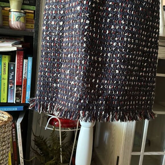 Per Se By Carlisle Size 6 Navy Blue & Red Tweed Dress - Picture 4 of 8